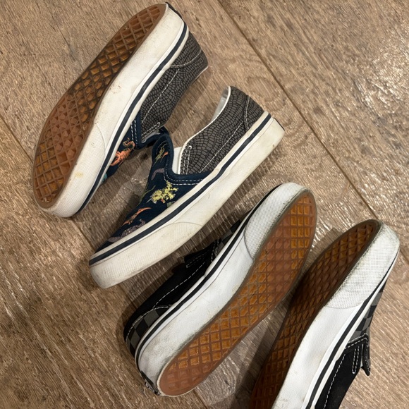 Two Vans Kids Slip-On Sneakers - Black check and Dinosaur Print - Picture 5 of 5